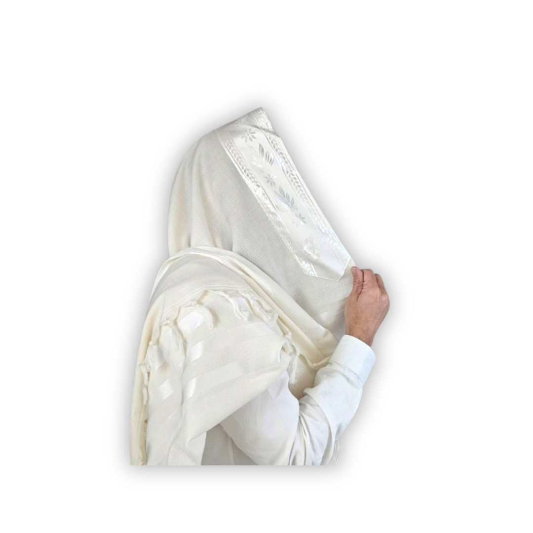 Talith en pure laine Blanc "Gilboa"