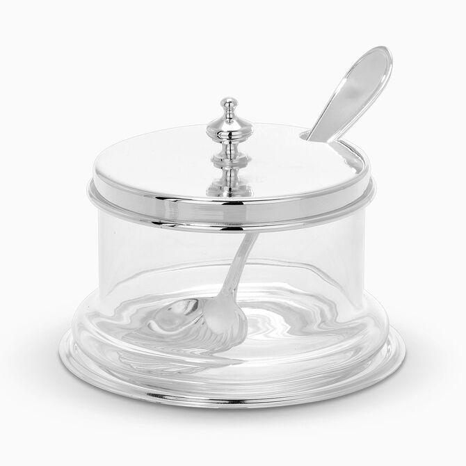 Petit plat de service argenté pour miel – modèle Meringue