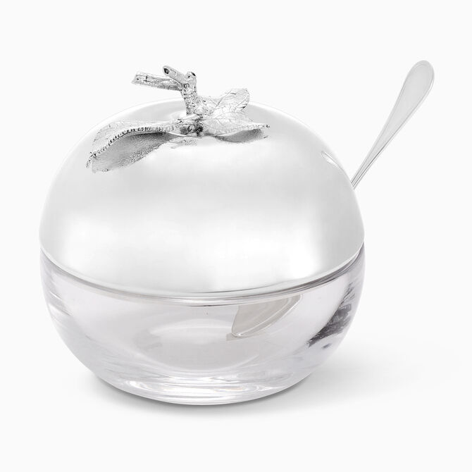 Plat de service argenté pour miel – modèle Pomme