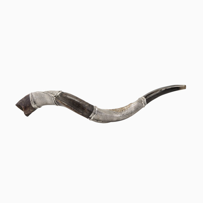 Shofar yéménite jumbo Jérusalem plaqué argent