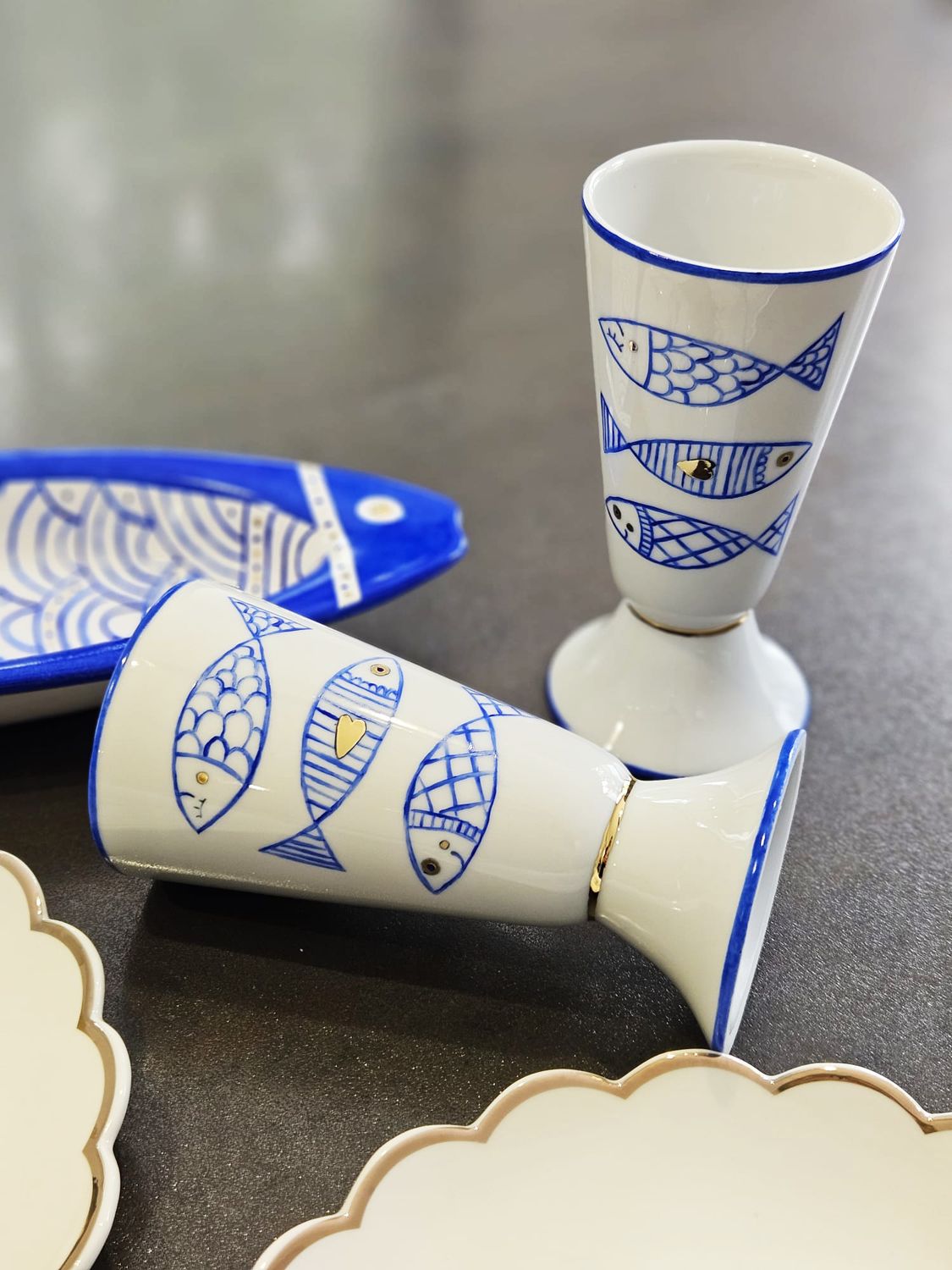 Verre de kiddouch "POISSON BLEU"